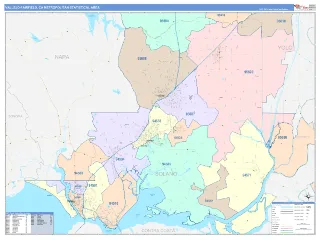 Vallejo-Fairfield Metro Area ColorCast style ZIP Code wall map