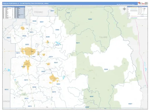 Visalia-Porterville metro area map