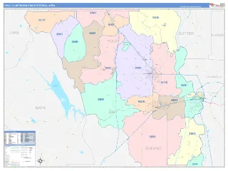 Yolo Metro Area ColorCast style ZIP Code wall map
