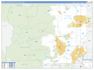 Boulder Metro Area Business Reference style ZIP Code wall map