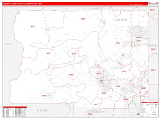 Boulder Metro Area RedLine style ZIP Code wall map