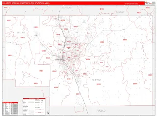 Colorado Springs Metro Area RedLine style ZIP Code wall map