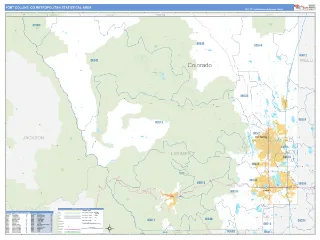Fort Collins Metro Area Business Reference style ZIP Code wall map