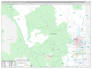 Fort Collins Metro Area Classic style ZIP Code wall map