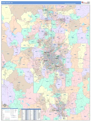 Front Range Metro Area ColorCast style ZIP Code wall map