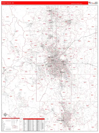 Front Range Metro Area RedLine style ZIP Code wall map