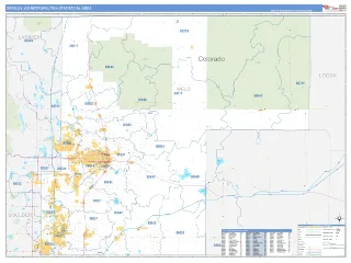 Greeley Metro Area Business Reference style ZIP Code wall map