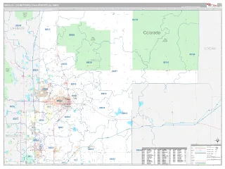 Greeley Metro Area Classic style ZIP Code wall map