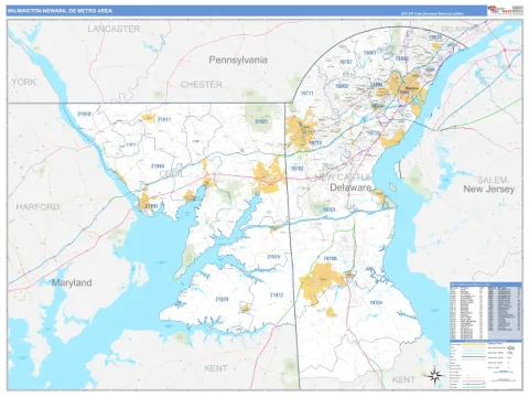Wilmington-Newark metro area map