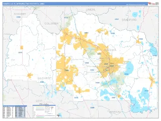 Gainesville Metro Area Business Reference style ZIP Code wall map