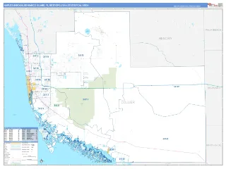 Naples-Immokalee-Marco Island Metro Area Business Reference style ZIP Code wall map