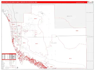 Naples-Immokalee-Marco Island Metro Area RedLine style ZIP Code wall map