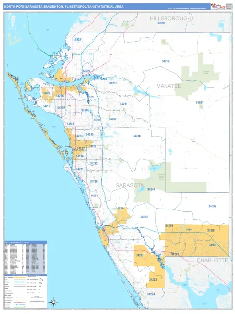 North Port-Sarasota-Bradenton metro area map