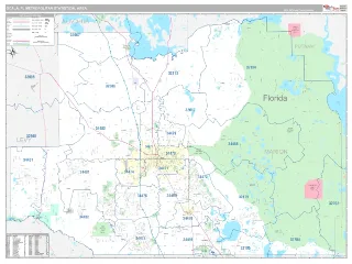 Ocala Metro Area Classic style ZIP Code wall map