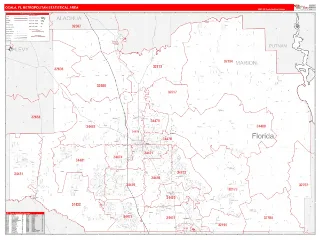 Ocala Metro Area RedLine style ZIP Code wall map