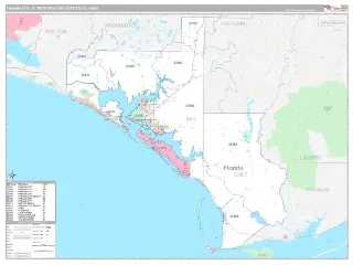 Panama City Metro Area Classic style ZIP Code wall map