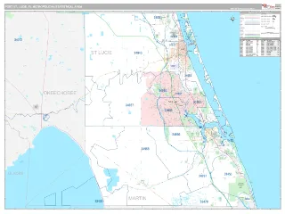 Port St. Lucie Metro Area Classic style ZIP Code wall map