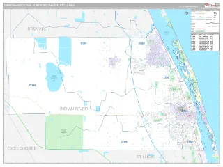 Sebastian-Vero Beach Metro Area Classic style ZIP Code wall map