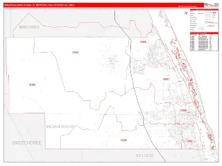 Sebastian-Vero Beach Metro Area RedLine style ZIP Code wall map