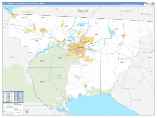 Tallahassee Metro Area Business Reference style ZIP Code wall map