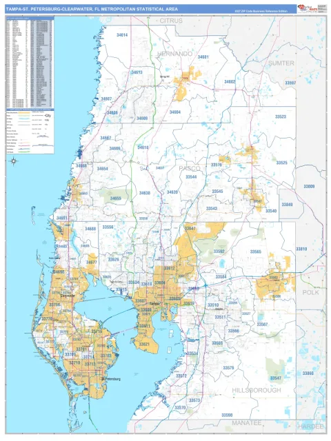 Tampa-St. Petersburg-Clearwater metro area map