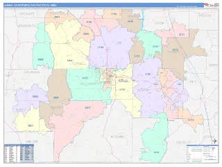 Albany Metro Area ColorCast style ZIP Code wall map