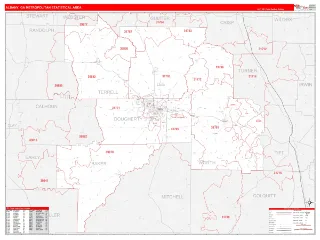 Albany Metro Area RedLine style ZIP Code wall map