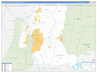 Dalton Metro Area Business Reference style ZIP Code wall map