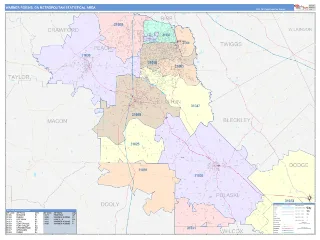 Warner Robins Metro Area ColorCast style ZIP Code wall map