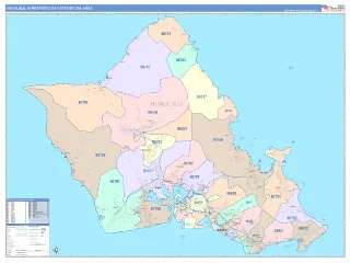 Honolulu Metro Area ColorCast style ZIP Code wall map