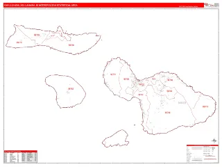 Kahului-Wailuku-Lahaina Metro Area RedLine style ZIP Code wall map