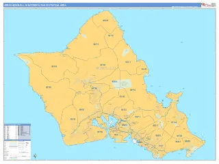 Urban Honolulu Metro Area Business Reference style ZIP Code wall map
