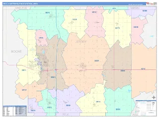 Ames Metro Area ColorCast style ZIP Code wall map