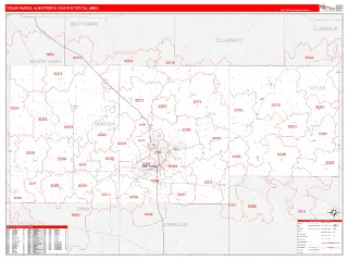 Cedar Rapids Metro Area RedLine style ZIP Code wall map
