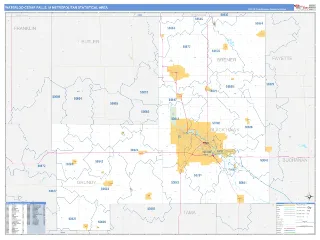 Waterloo-Cedar Falls Metro Area Business Reference style ZIP Code wall map