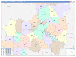 Waterloo-Cedar Falls Metro Area ColorCast style ZIP Code wall map
