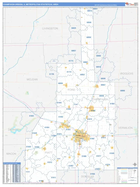 Champaign-Urbana metro area map