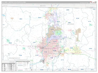 Rockford Metro Area Classic style ZIP Code wall map