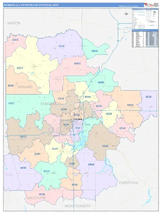 Springfield Metro Area ColorCast style ZIP Code wall map