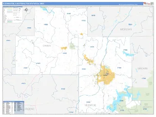 Bloomington Metro Area Business Reference style ZIP Code wall map