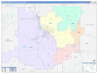Columbus Metro Area ColorCast style ZIP Code wall map