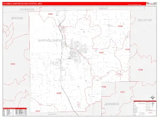 Columbus Metro Area RedLine style ZIP Code wall map