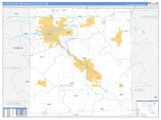 Elkhart-Goshen Metro Area Business Reference style ZIP Code wall map