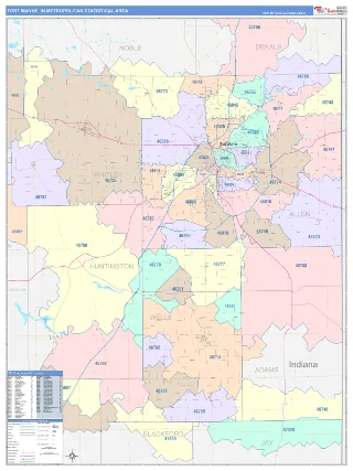 Fort Wayne Metro Area ColorCast style ZIP Code wall map