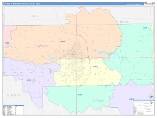 Kokomo Metro Area ColorCast style ZIP Code wall map