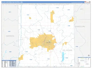 Muncie Metro Area Business Reference style ZIP Code wall map