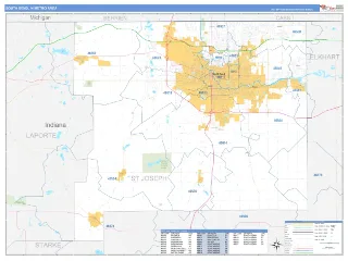 South Bend Metro Area Business Reference style ZIP Code wall map