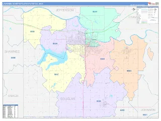 Lawrence Metro Area ColorCast style ZIP Code wall map
