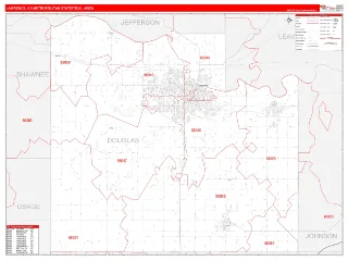 Lawrence Metro Area RedLine style ZIP Code wall map