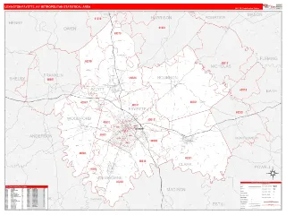 Lexington-Fayette Metro Area RedLine style ZIP Code wall map